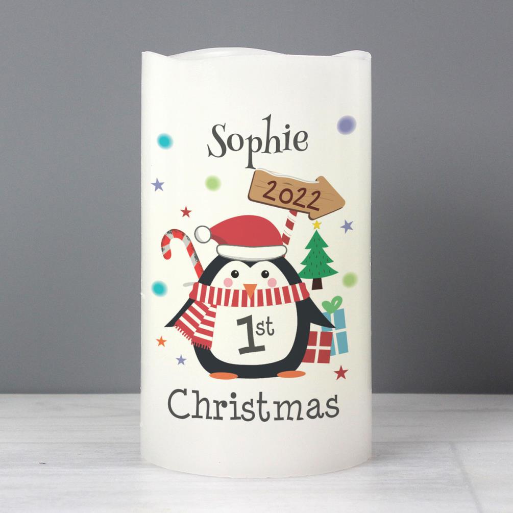 Personalised 1st Christmas Penguin LED Candle Extra Image 1